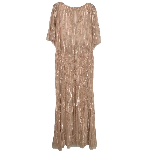 MAC DUGGAL Wrap Front Beaded Cape Gown NEW Blush Pink Size 10 Dress - Picture 9 of 15